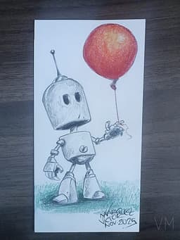 Robot con Globo – ejemplo de técnica mixta